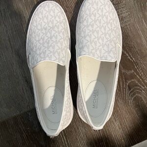 Michael Kors White Patterned Slip-On Shoes
